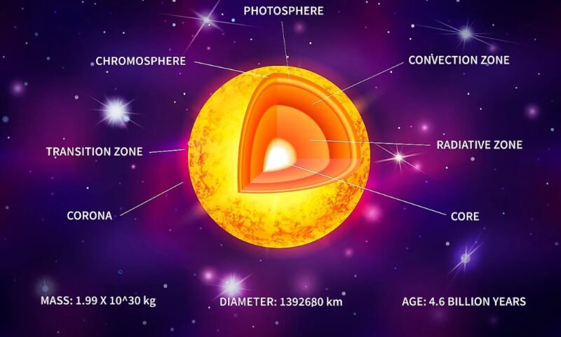 Illustration of Layers of The Sun